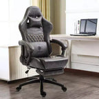 Adjustable Gaming Chair with Massage Lumbar Support and Retractable Footrest - Dowinx