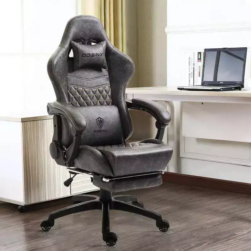 Adjustable Gaming Chair with Massage Lumbar Support and Retractable Footrest - Dowinx