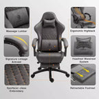 Adjustable Gaming Chair with Massage Lumbar Support and Retractable Footrest - Dowinx
