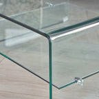 Square Glass Coffee Table with Shelf