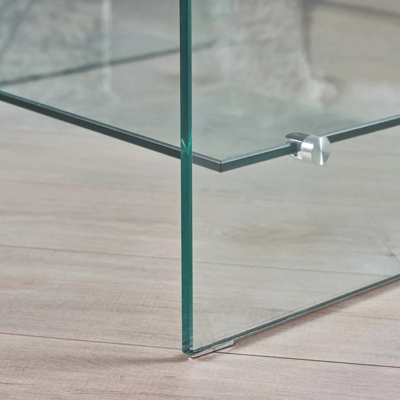 Square Glass Coffee Table with Shelf