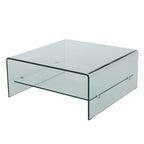 Square Glass Coffee Table with Shelf