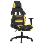vidaXL Gaming Chair with Footrest, Black and Yellow, Fabric