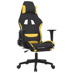 vidaXL Massage Gaming Chair with Footrest, Black and Yellow, Fabric