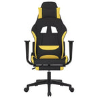 vidaXL Massage Gaming Chair with Footrest, Black and Yellow, Fabric