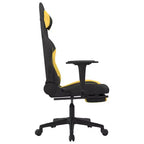 vidaXL Massage Gaming Chair with Footrest, Black and Yellow, Fabric