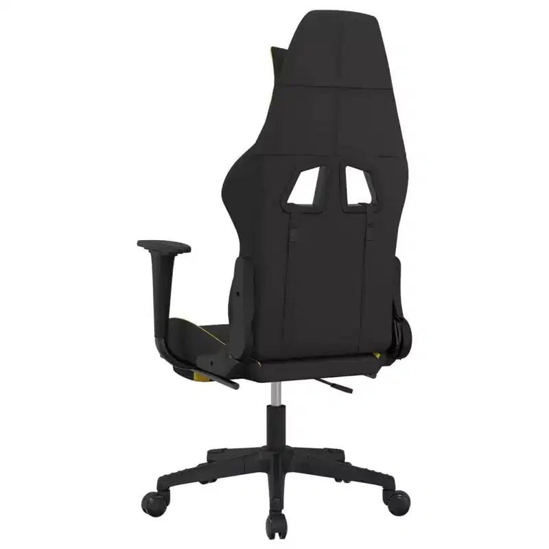 vidaXL Massage Gaming Chair with Footrest, Black and Yellow, Fabric
