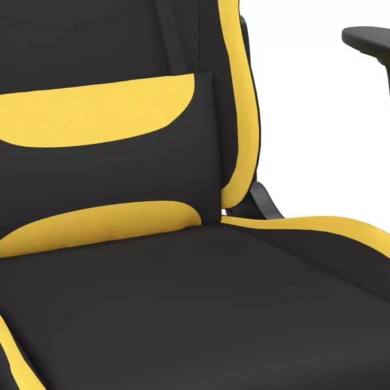 vidaXL Massage Gaming Chair with Footrest, Black and Yellow, Fabric