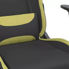 vidaXL Massage Gaming Chair with Footrest, Black and Light Green, Fabric