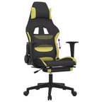 vidaXL Gaming Chair with Footrest, Black and Light Green, Fabric