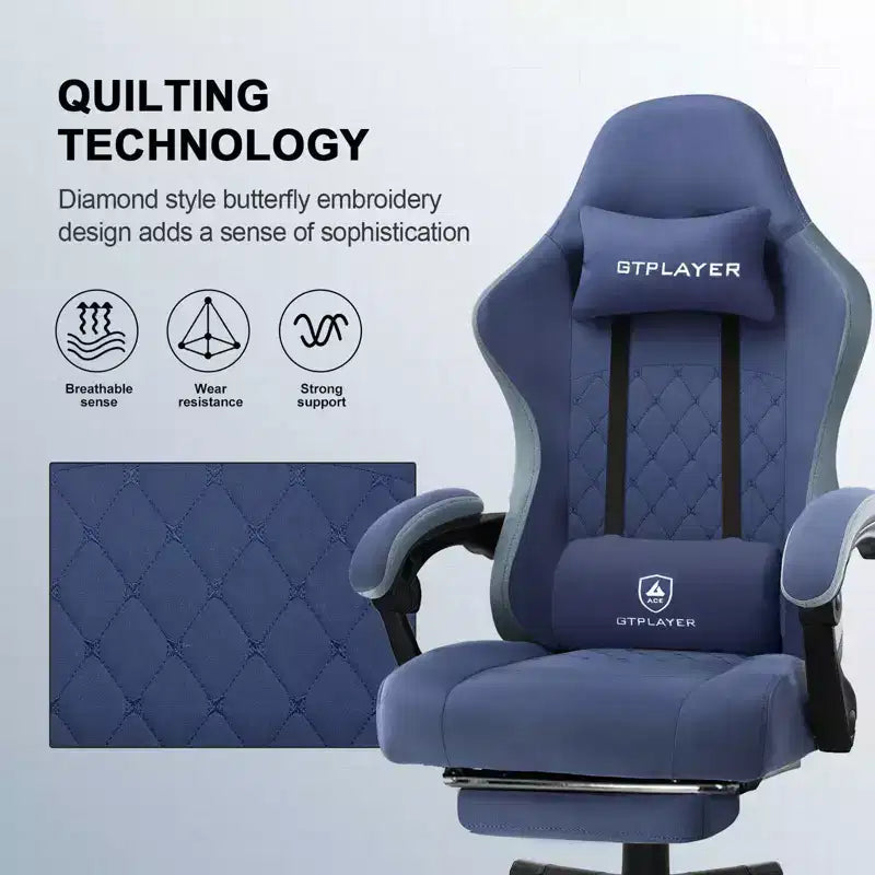 GTPLAYER Gaming Chair Fabric Office Chair with Linkage Armrests Ergonomic Computer Chair