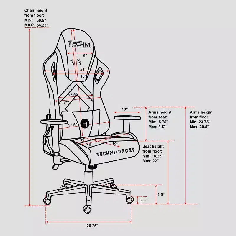 Velvet Memory Foam Gaming Chair - Techni Sport