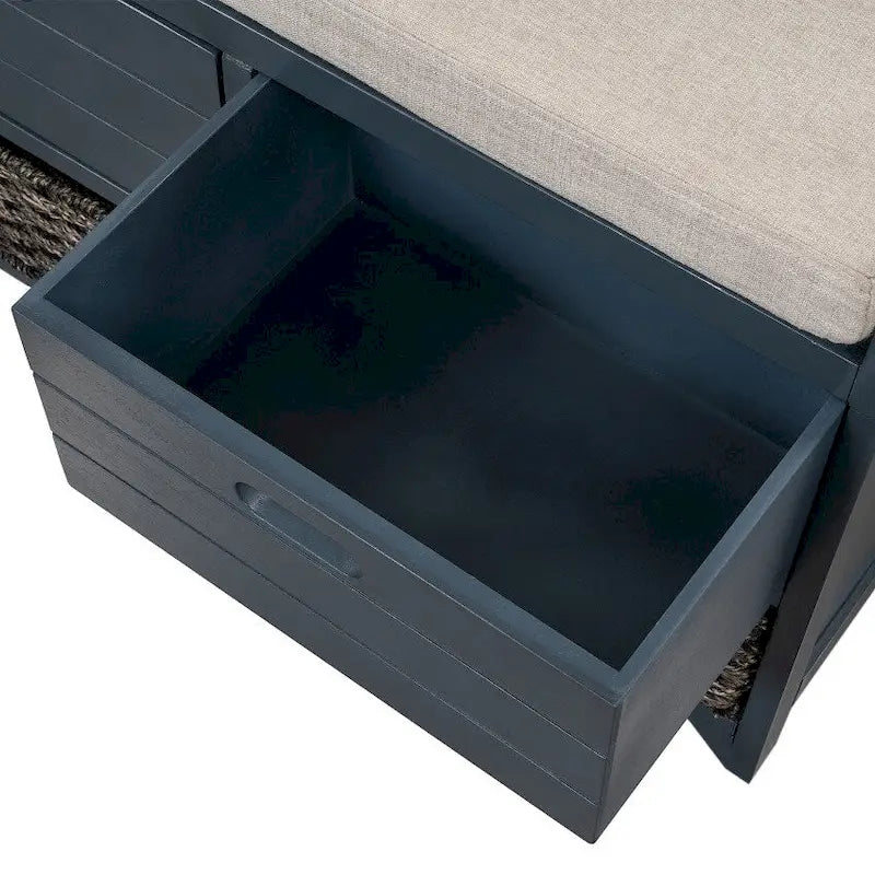Storage Bench Entryway Bench with Removable Basket and 2 Drawers, with Removable Cushion for Living Room