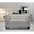 Velvet Upholstered Classic Chesterfield Loveseat