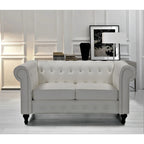 Velvet Upholstered Classic Chesterfield Loveseat