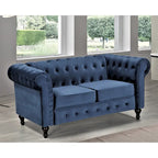 Velvet Upholstered Classic Chesterfield Loveseat