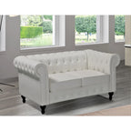 Velvet Upholstered Classic Chesterfield Loveseat