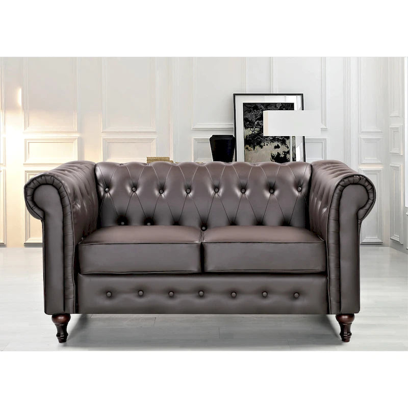 Velvet Upholstered Classic Chesterfield Loveseat