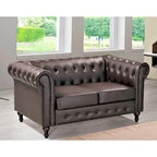 Velvet Upholstered Classic Chesterfield Loveseat