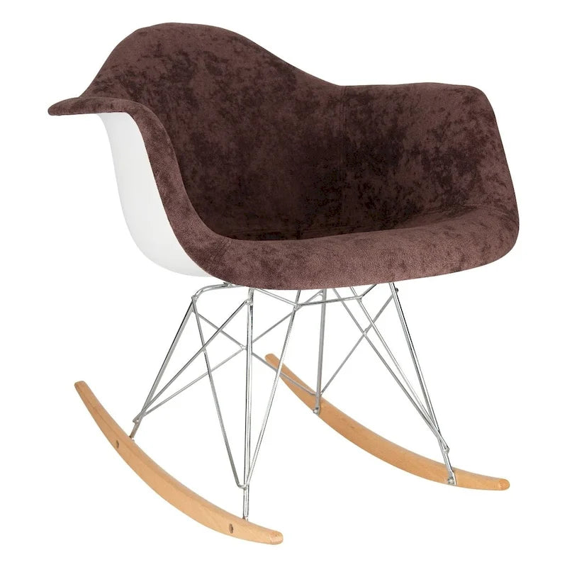 Contemporary Modern Velvet Rocker Chair - Nursery Rocking Accent Chair for Home Living Room Bedroom Patio