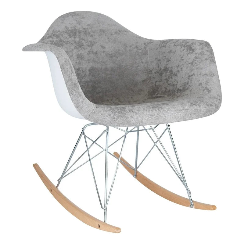 Contemporary Modern Velvet Rocker Chair - Nursery Rocking Accent Chair for Home Living Room Bedroom Patio