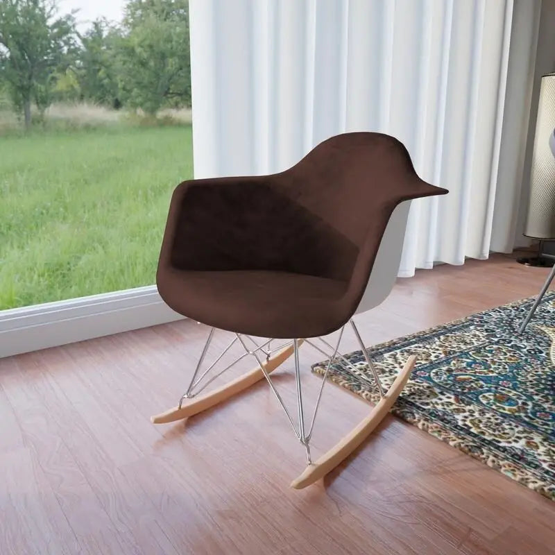 Wilson Contemporary Modern Velvet Rocker Chair - Nursery Rocking Accent Chair for Home Living Room Bedroom Patio