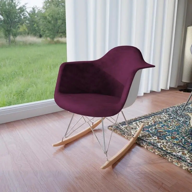 Contemporary Modern Velvet Rocker Chair - Nursery Rocking Accent Chair for Home Living Room Bedroom Patio