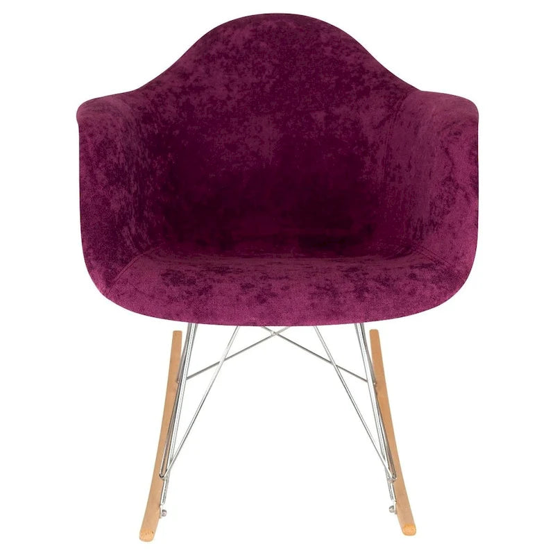 Contemporary Modern Velvet Rocker Chair - Nursery Rocking Accent Chair for Home Living Room Bedroom Patio