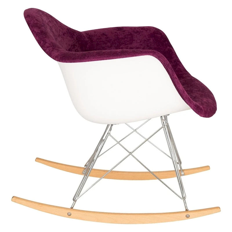 Contemporary Modern Velvet Rocker Chair - Nursery Rocking Accent Chair for Home Living Room Bedroom Patio