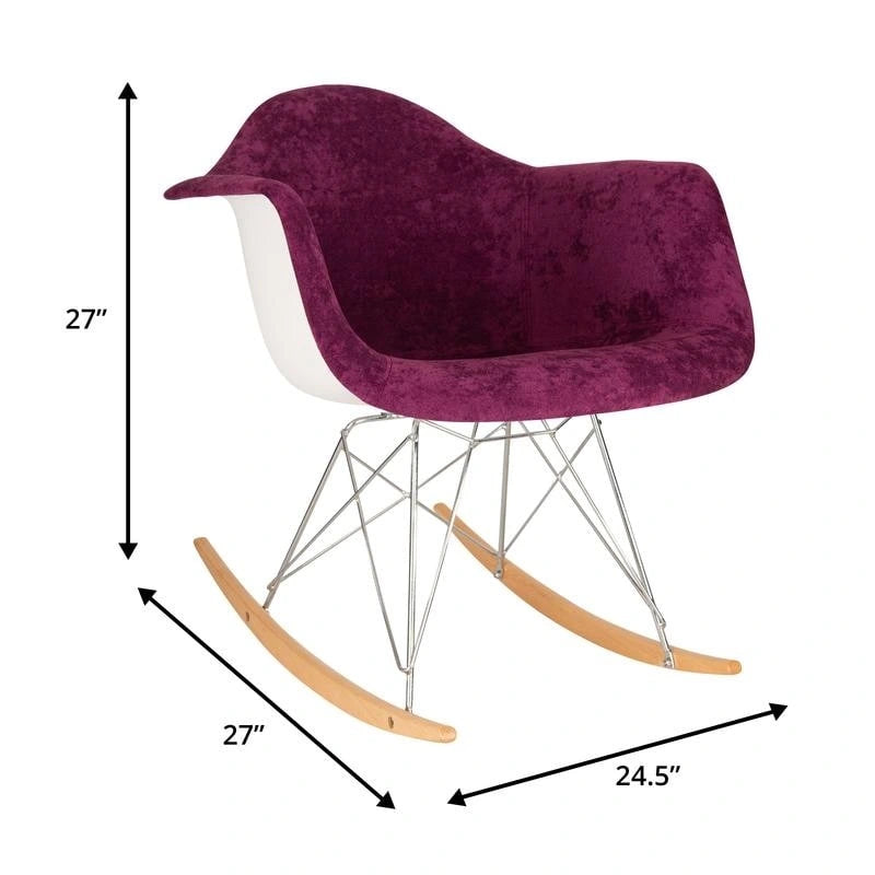 Contemporary Modern Velvet Rocker Chair - Nursery Rocking Accent Chair for Home Living Room Bedroom Patio
