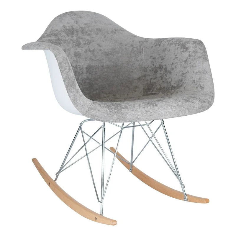 Contemporary Modern Velvet Rocker Chair - Nursery Rocking Accent Chair for Home Living Room Bedroom Patio