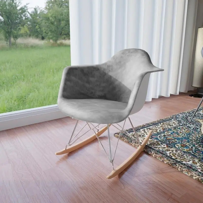 Contemporary Modern Velvet Rocker Chair - Nursery Rocking Accent Chair for Home Living Room Bedroom Patio