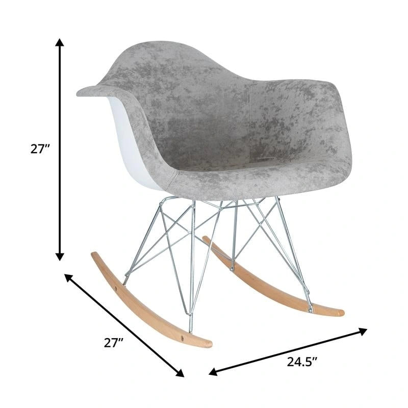 Contemporary Modern Velvet Rocker Chair - Nursery Rocking Accent Chair for Home Living Room Bedroom Patio