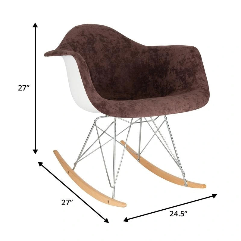 Contemporary Modern Velvet Rocker Chair - Nursery Rocking Accent Chair for Home Living Room Bedroom Patio