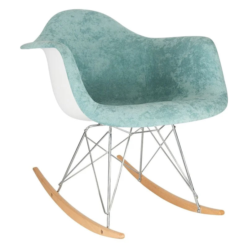 Contemporary Modern Velvet Rocker Chair - Nursery Rocking Accent Chair for Home Living Room Bedroom Patio