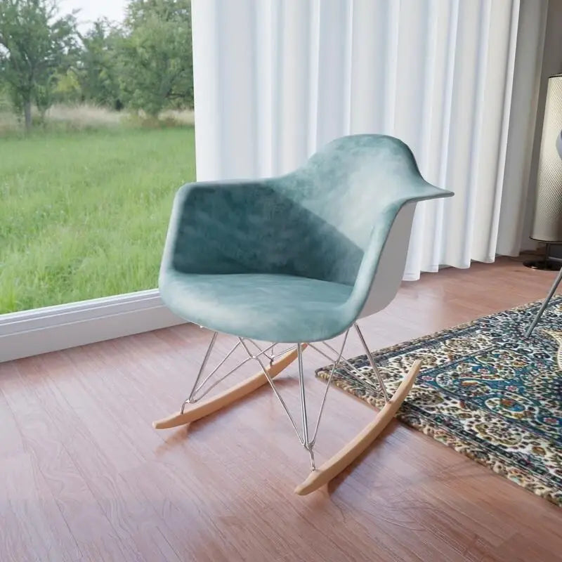 Contemporary Modern Velvet Rocker Chair - Nursery Rocking Accent Chair for Home Living Room Bedroom Patio