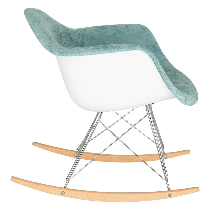 Contemporary Modern Velvet Rocker Chair - Nursery Rocking Accent Chair for Home Living Room Bedroom Patio