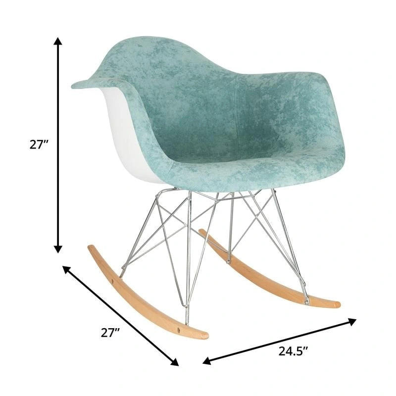 Contemporary Modern Velvet Rocker Chair - Nursery Rocking Accent Chair for Home Living Room Bedroom Patio