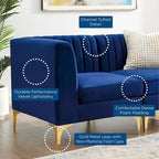 Channel Tufted Performance Velvet 4-Seater Sofa