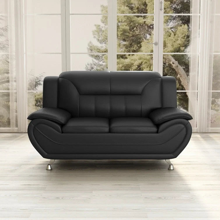 61.3 Faux Leather Pillow Top Arm Loveseat - N/A