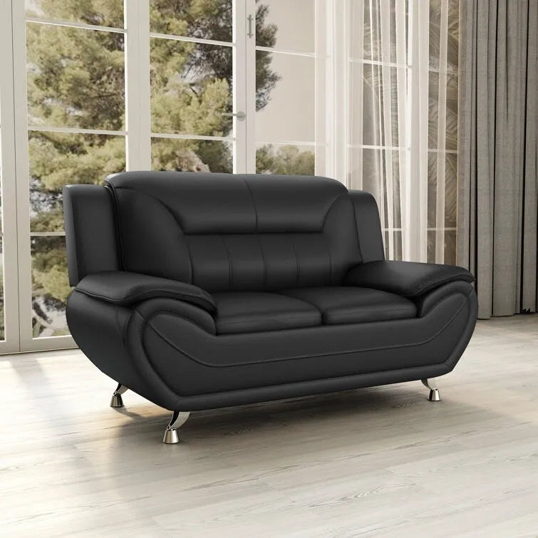 61.3 Faux Leather Pillow Top Arm Loveseat - N/A