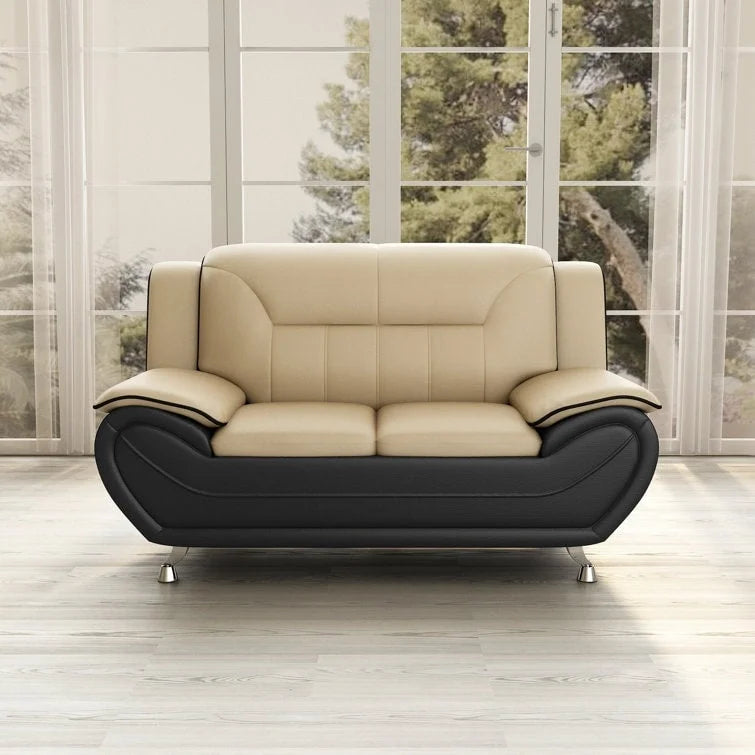 61.3 Faux Leather Pillow Top Arm Loveseat - N/A