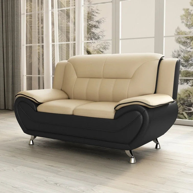 61.3 Faux Leather Pillow Top Arm Loveseat - N/A