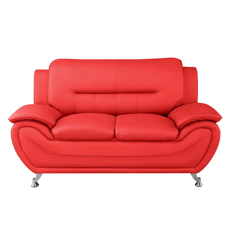 61.3 Faux Leather Pillow Top Arm Loveseat - N/A