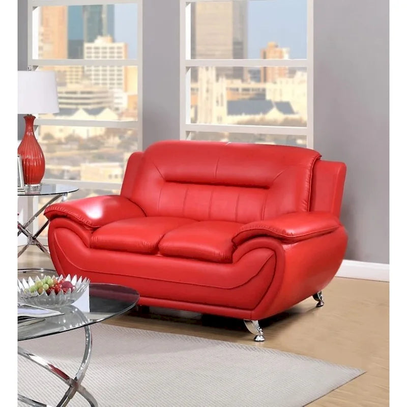 61.3 Faux Leather Pillow Top Arm Loveseat - N/A