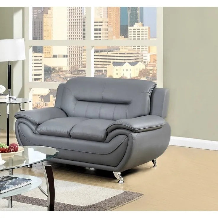 61.3 Faux Leather Pillow Top Arm Loveseat - N/A