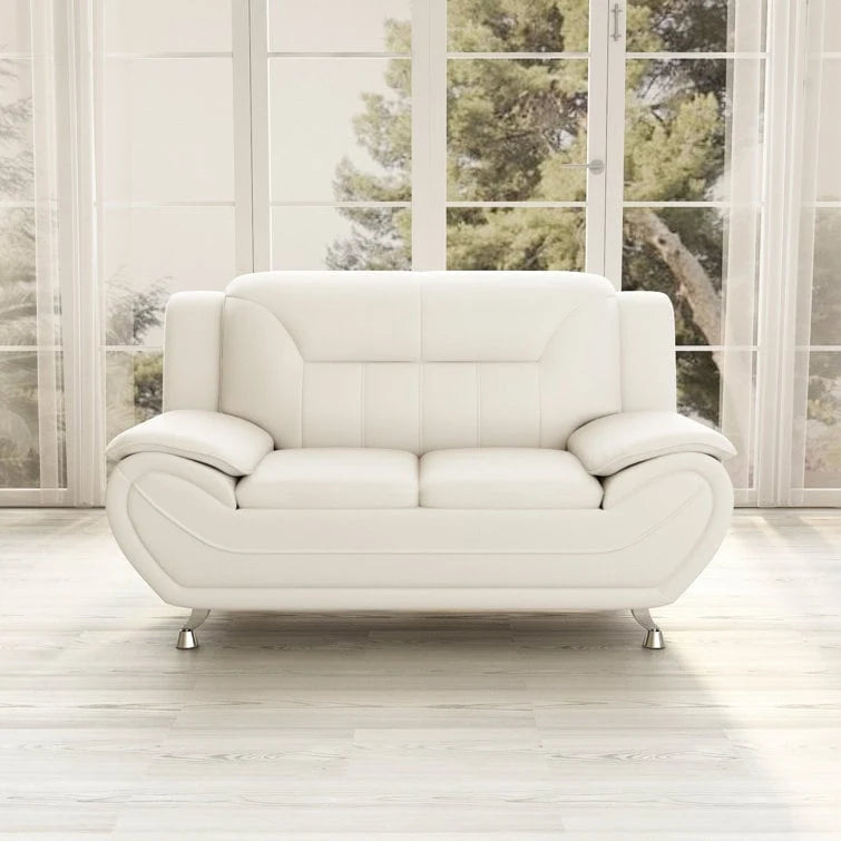 61.3 Faux Leather Pillow Top Arm Loveseat - N/A