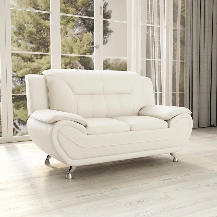 61.3 Faux Leather Pillow Top Arm Loveseat - N/A