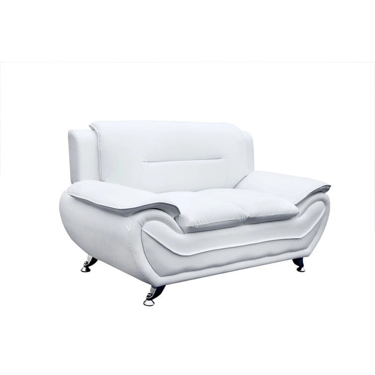61.3 Faux Leather Pillow Top Arm Loveseat - N/A