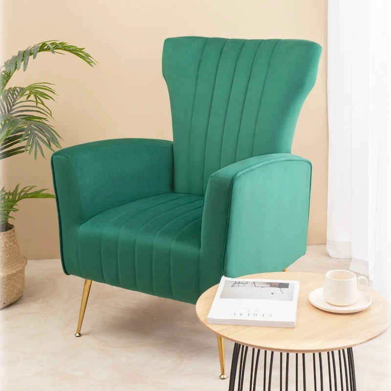 Velvet Accent Chair with Gold Legs